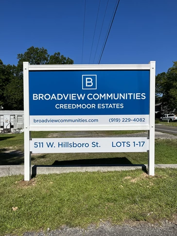 Post & Panel Sign - Broadview Communities - Creedmoor, NC